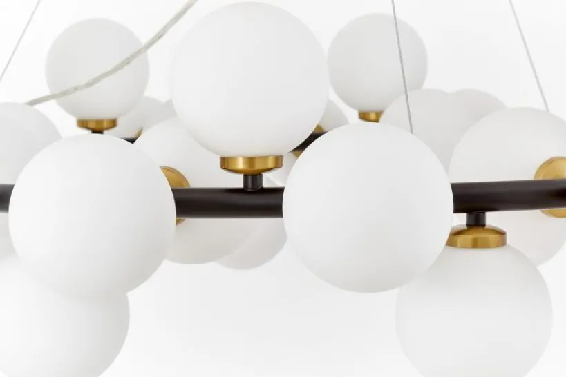Arrediorg LAMPADA A SOSPENSIONE MODERNA NERA E OTTONE MARSIADA W40