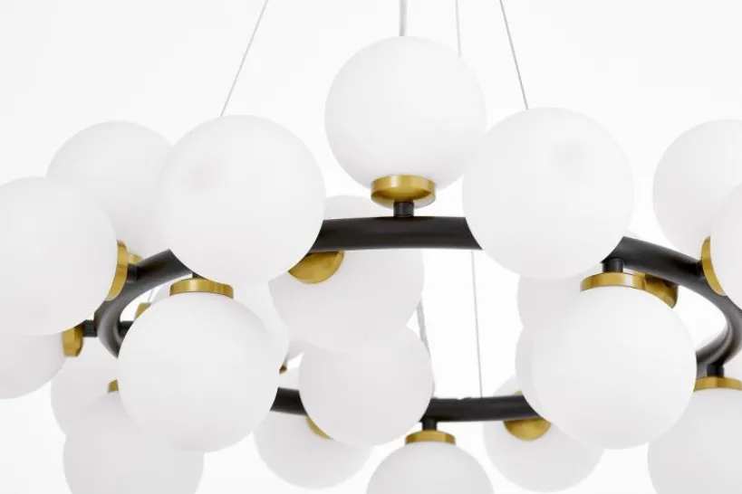Arrediorg LAMPADA A SOSPENSIONE MODERNA NERA E OTTONE MARSIADA W25