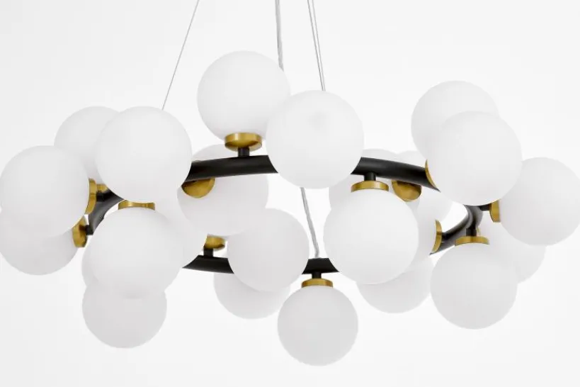 Arrediorg LAMPADA A SOSPENSIONE MODERNA NERA E OTTONE MARSIADA W25