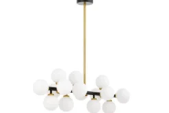 Arrediorg LAMPADA A SOSPENSIONE MODERNA NERA E OTTONE PETRICA W16