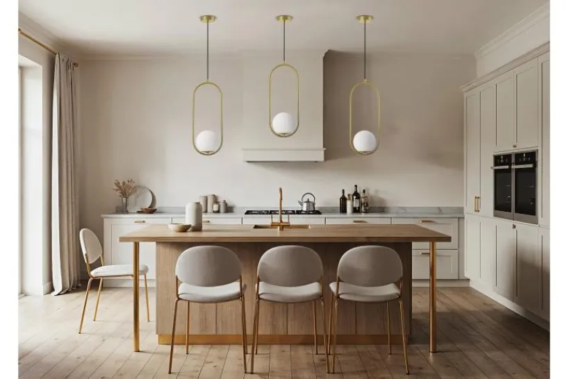 Arrediorg LAMPADA A SOSPENSIONE MODERNA IN OTTONE VERO 1B