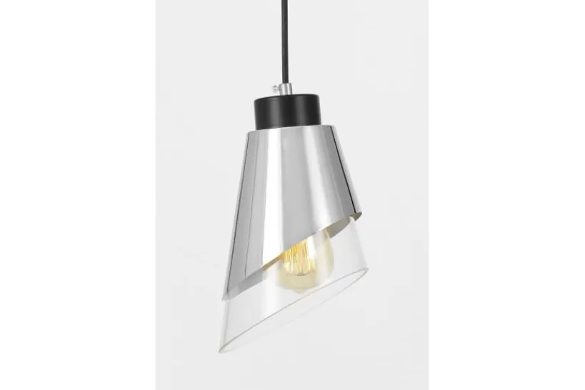 Arrediorg Lampada a sospensione moderna cono cromato FABRO W1