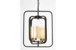 Arrediorg LAMPADA A SOSPENSIONE NERA E OTTONE CHICAGO W2