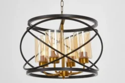 Arrediorg LAMPADA A SOSPENSIONE NERA E OTTONE MOZA W4