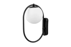 Arrediorg Lampada da parete a sfera bianca e struttura nera PANARI W1