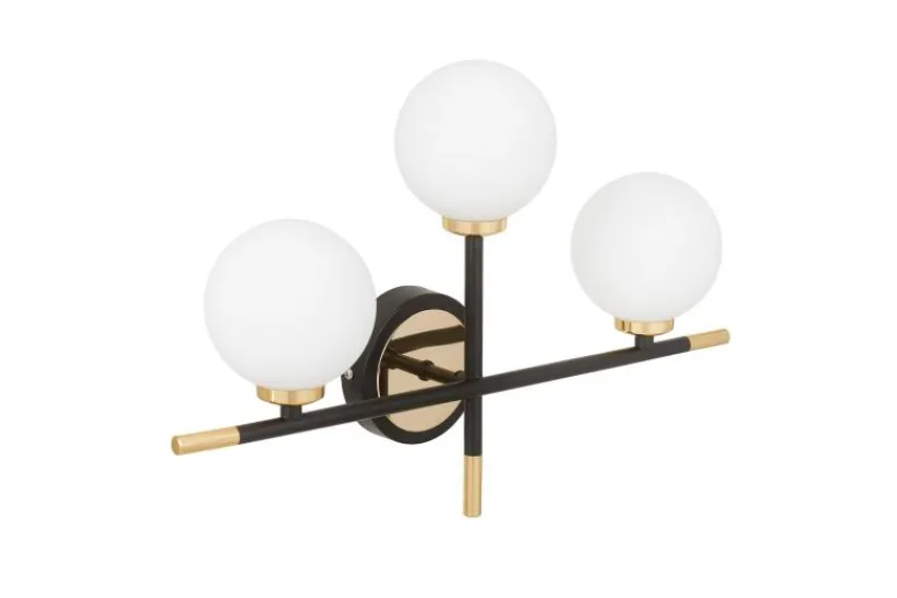 Arrediorg Lampada da parete a sfera oro e nera MARSIADA TRIO NEO