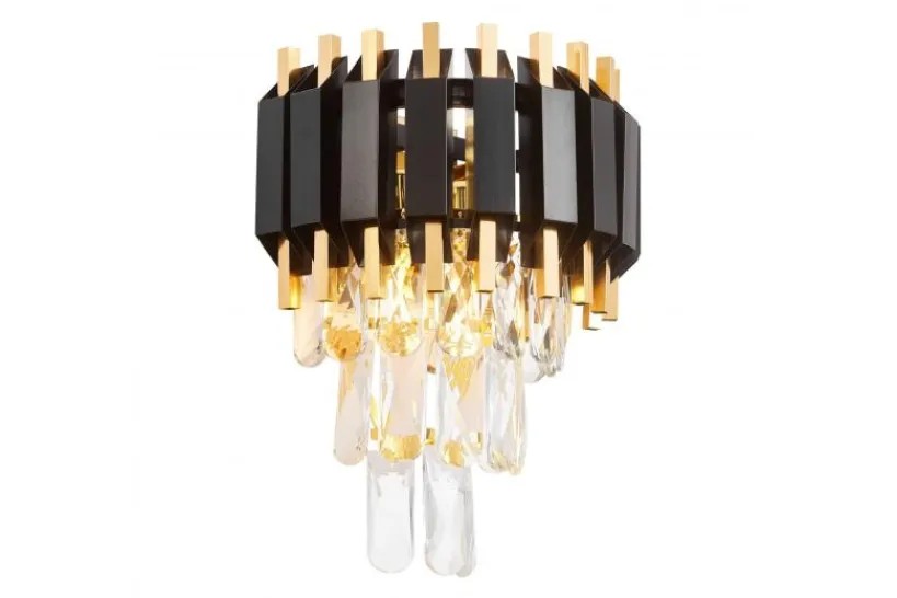 Arrediorg LAMPADA DA PARETE IN CRISTALLO E ORO RIVO W2