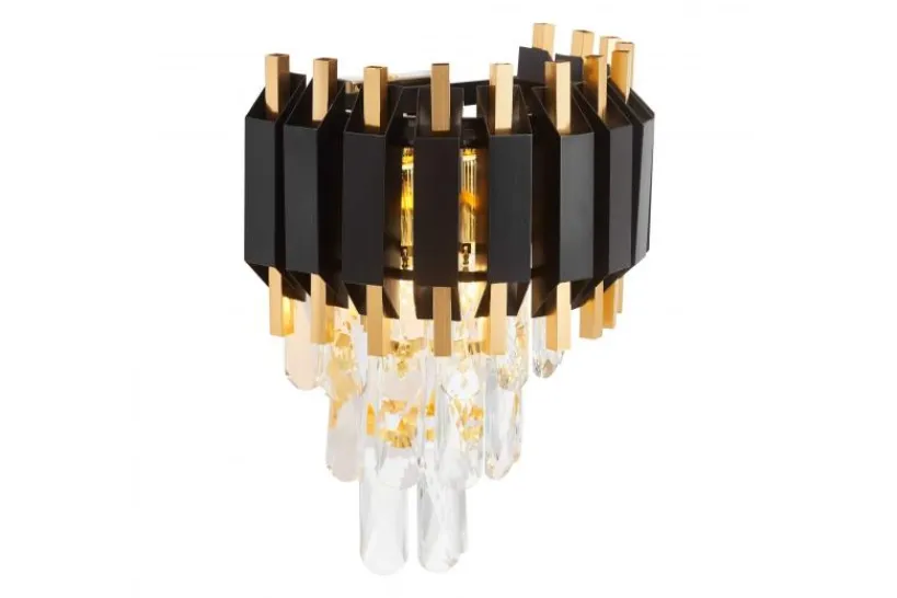 Arrediorg LAMPADA DA PARETE IN CRISTALLO E ORO RIVO W2