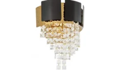 Arrediorg LAMPADA DA PARETE IN CRISTALLO NERO E MOLINA W2