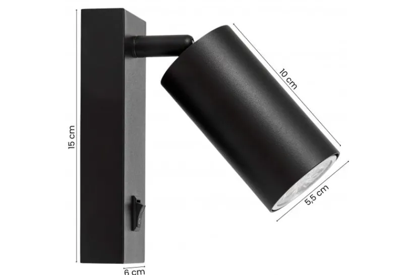 Arrediorg LAMPADA DA PARETE MODERNA NERA NEO PRO