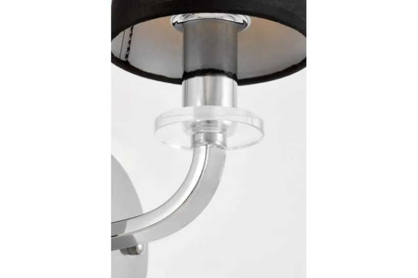 Arrediorg LAMPADA DA PARETE MODERNA NERA E CROMO ORLANDO W1