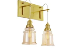 Arrediorg Lampada da parete ottone e vetro doppia MOLETTI W2