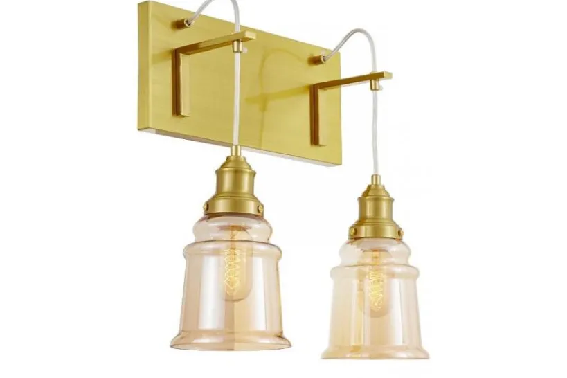Arrediorg Lampada da parete ottone e vetro doppia MOLETTI W2