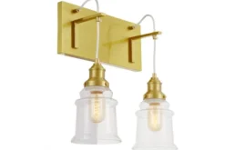 Arrediorg Lampada da parete 2 paralumi vetro trasparente MOLETTI W2
