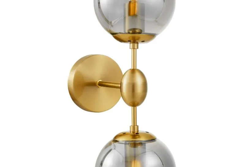 Arrediorg Lampada da parete sfere grigio fumo due bracci ZODIAK W2
