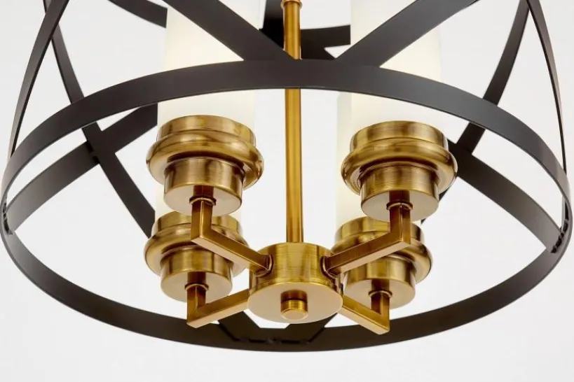 Arrediorg Lampada da soffitto industrial vintage nera e ottone a gabbia ASTILA W3