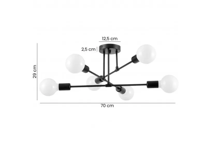 Arrediorg LAMPADA DA SOFFITTO MODERNA NERA NOVA W6