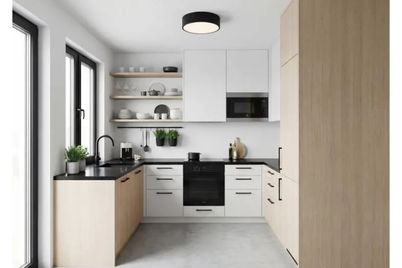 Arrediorg LAMPADA DA SOFFITTO MODERNA NERA ORBO D30