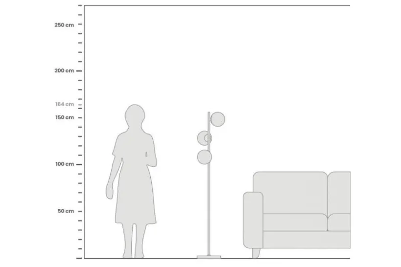 Arrediorg Lampada da terra di design moderno FREDICA W3 Oro caldo