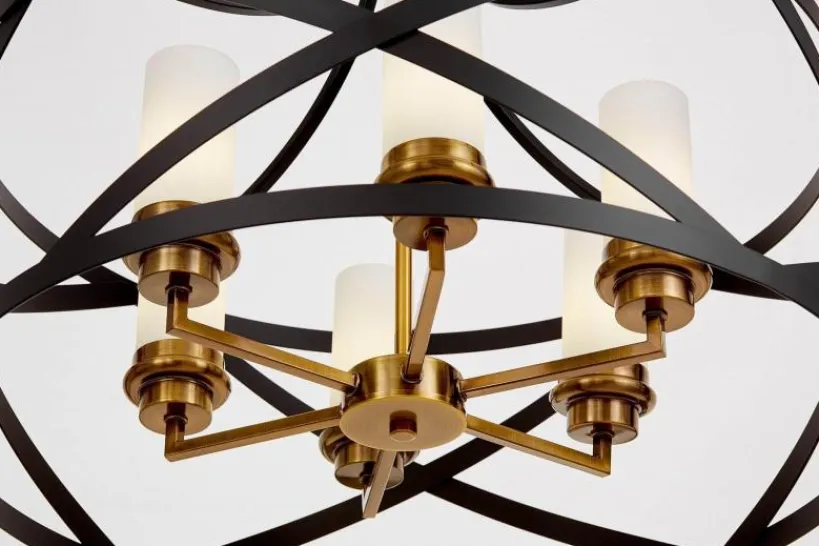 Arrediorg Lampadario a gabbia e ottone vintage ASTILA W6