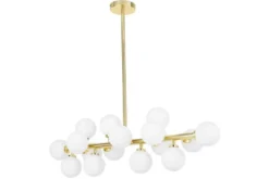 Arrediorg Lampadario a sfera con asta dorata PETRICA W16