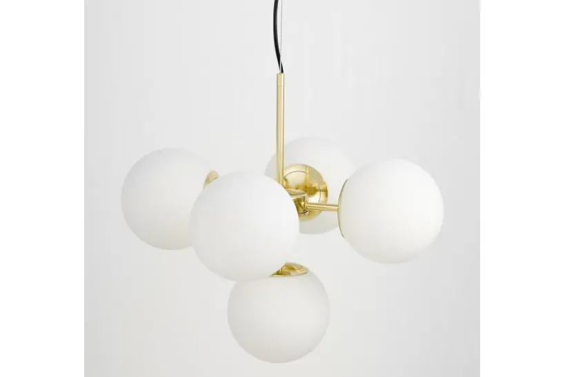Arrediorg Lampadario a sospensione a sfera dorato 5 luci STELVIO W5