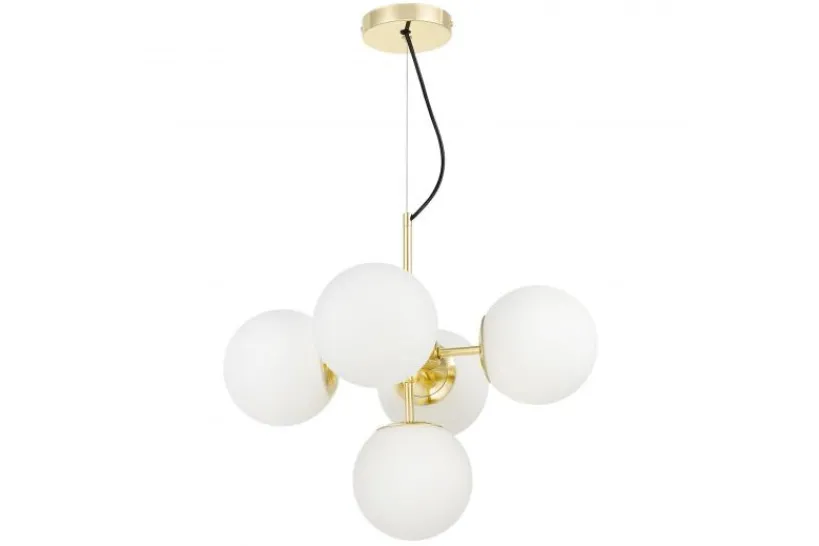 Arrediorg Lampadario a sospensione a sfera dorato 5 luci STELVIO W5