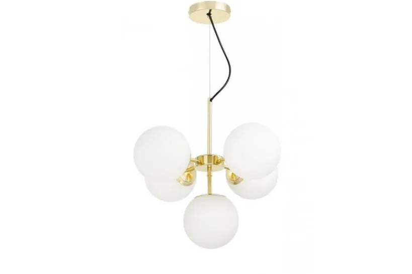Arrediorg Lampadario a sospensione a sfera dorato 5 luci STELVIO W5
