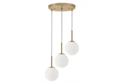 Arrediorg Lampadario a sospensione a tre sfere struttura ottone FREDICA W3