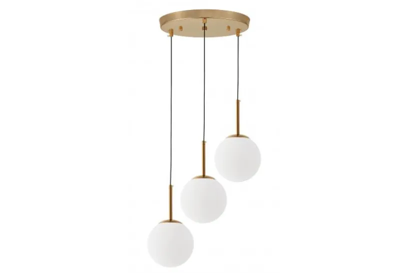 Arrediorg Lampadario a sospensione a tre sfere struttura ottone FREDICA W3