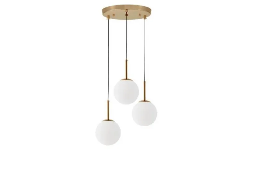 Arrediorg Lampadario a sospensione a tre sfere struttura ottone FREDICA W3