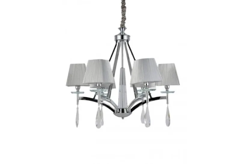 Arrediorg Lampadario a sospensione classico di metallo cromato e cristalli VALENTINA W6
