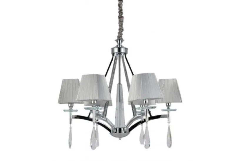 Arrediorg Lampadario a sospensione classico di metallo cromato e cristalli VALENTINA W6