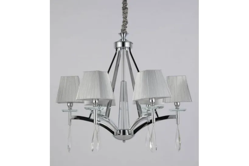 Arrediorg Lampadario a sospensione classico di metallo cromato e cristalli VALENTINA W6