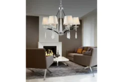 Arrediorg Lampadario a sospensione classico di metallo cromato e cristalli VALENTINA W6