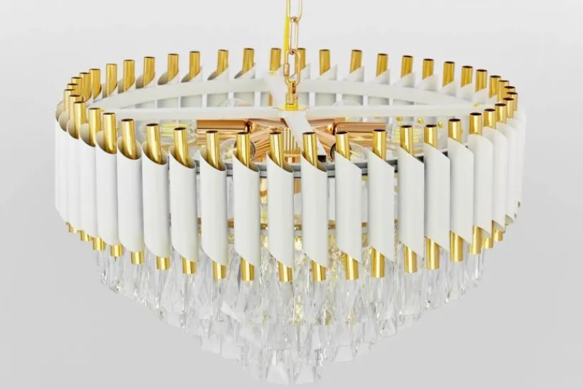 Arrediorg Lampadario a sospensione con cristalli e oro MAZINI D50