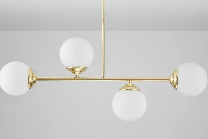 Arrediorg Lampadario a sospensione con asta dorata FINO W4