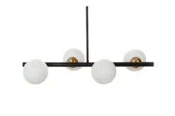 Arrediorg Lampadario a sospensione di design moderno 4 sfere in vetro TORICA W4 Nero Oro