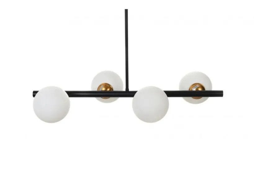 Arrediorg Lampadario a sospensione di design moderno 4 sfere in vetro TORICA W4 Nero Oro