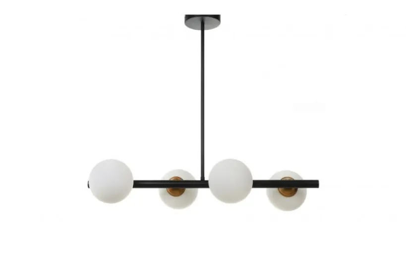Arrediorg Lampadario a sospensione di design moderno 4 sfere in vetro TORICA W4 Nero Oro