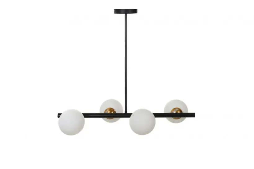 Arrediorg Lampadario a sospensione di design moderno 4 sfere in vetro TORICA W4 Nero Oro