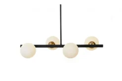 Arrediorg Lampadario a sospensione di design moderno 4 sfere in vetro TORICA W4 Nero Oro