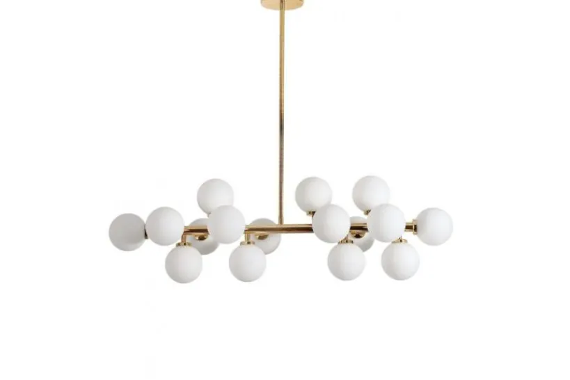 Arrediorg Lampadario a sospensione di design moderno 16 luci a sfere in vetro PETRICA W16 Ottone
