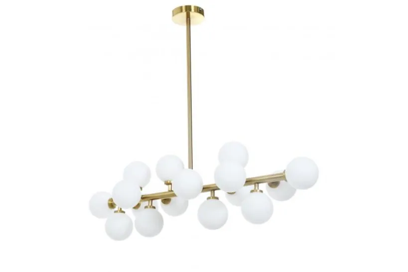 Arrediorg Lampadario a sospensione di design moderno 16 luci a sfere in vetro PETRICA W16 Ottone