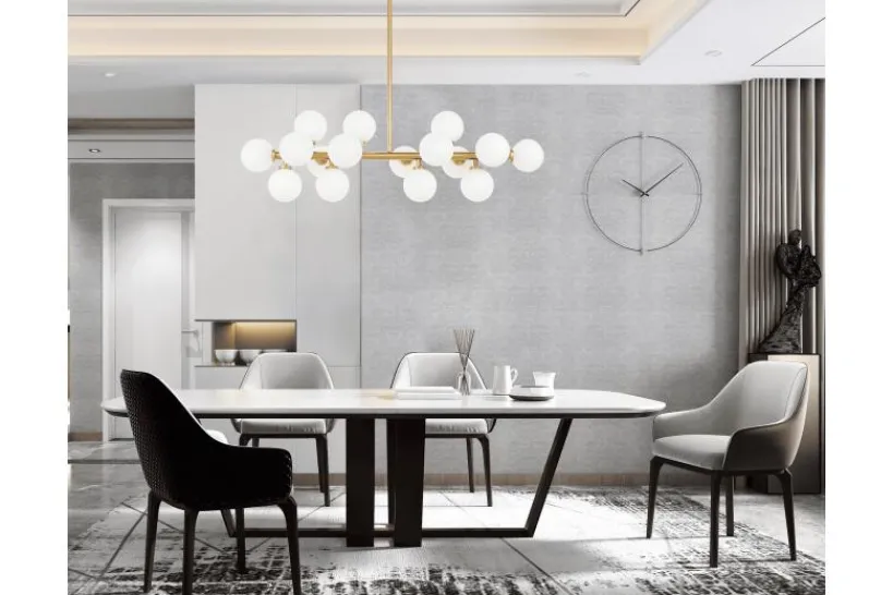 Arrediorg Lampadario a sospensione di design moderno 16 luci a sfere in vetro PETRICA W16 Ottone