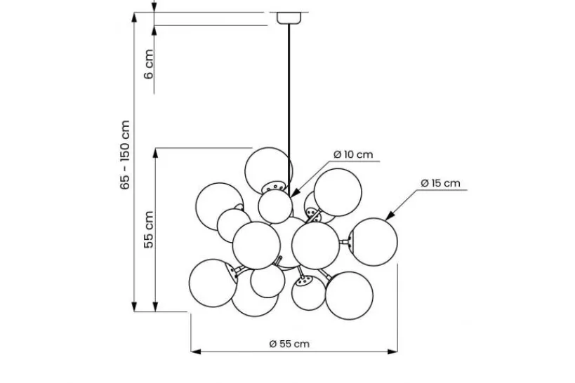Arrediorg Lampadario a sospensione di design moderno 10 luci a sfere in vetro GALAKSIDA W10
