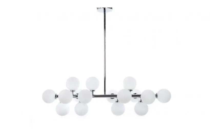Arrediorg Lampadario a sospensione di design moderno 16 luci a sfere in vetro PETRICA W16 Cromo