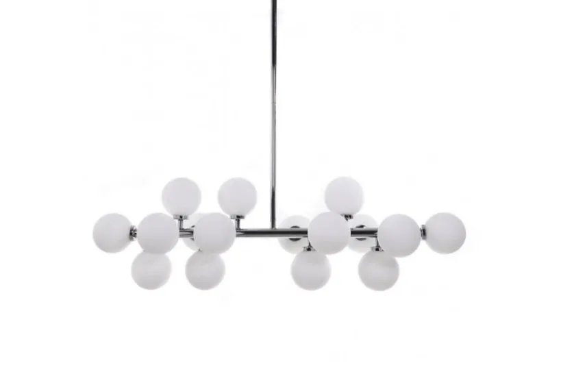 Arrediorg Lampadario a sospensione di design moderno 16 luci a sfere in vetro PETRICA W16 Cromo