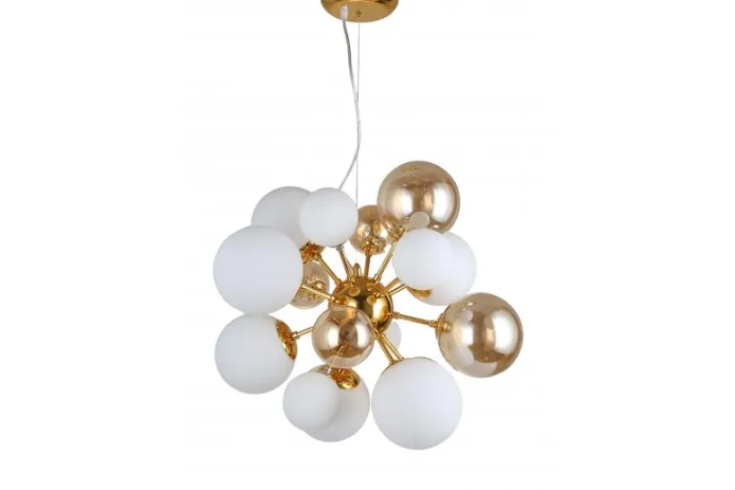 Arrediorg Lampadario a sospensione di design moderno 10 luci a sfere in vetro GALAKSIDA W10 Oro
