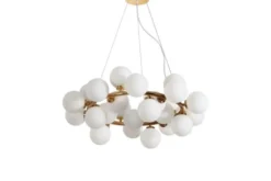 Arrediorg Lampadario a sospensione di design moderno 25 luci a sfere in vetro MARSIADA W25 Ottone